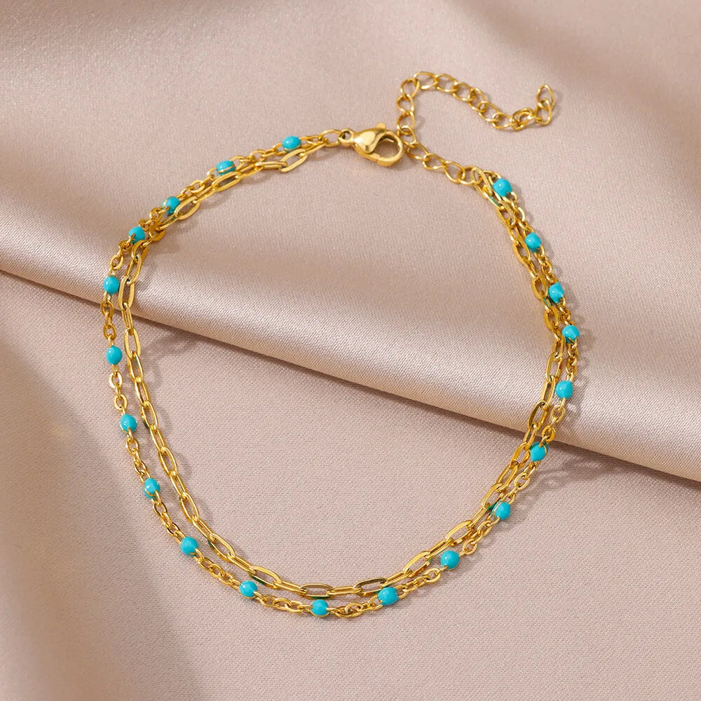 Gold Pearl Chain Anklet
