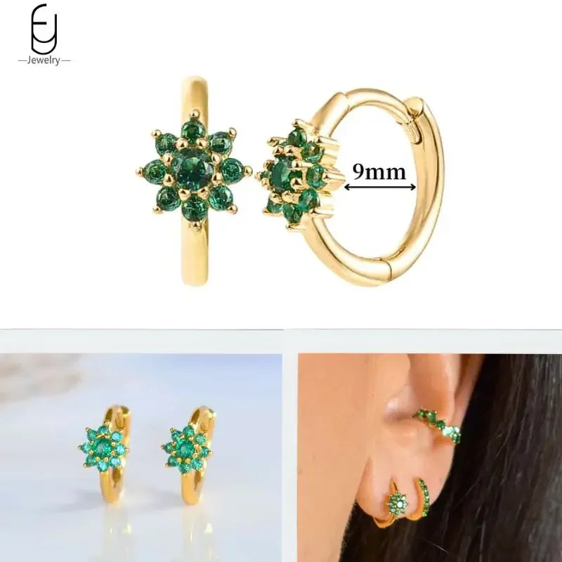 Gold Heart Zircon Earrings