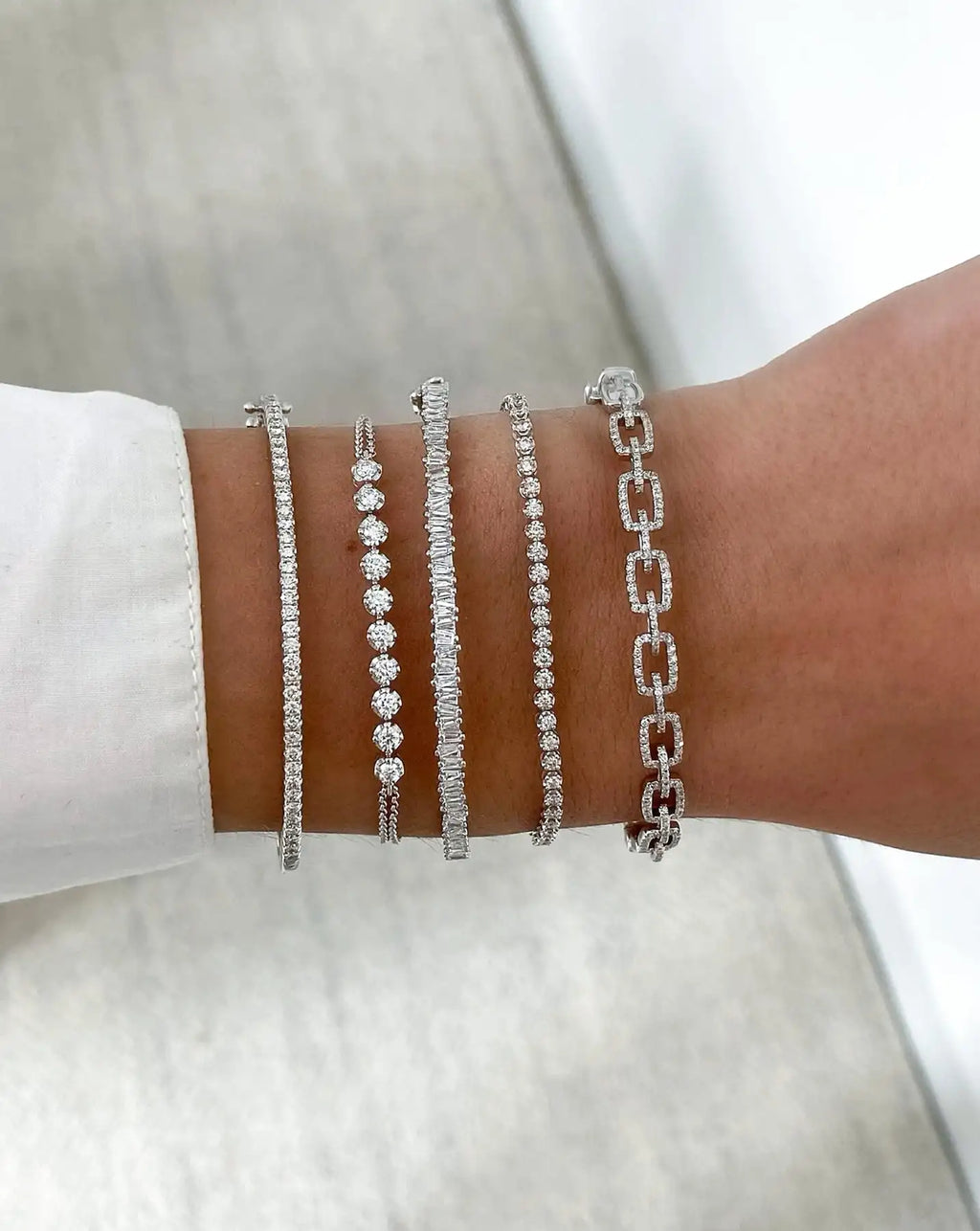 Geometric CZ Bangle Bracelet