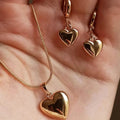 Glossy Gold Heart Necklace Set