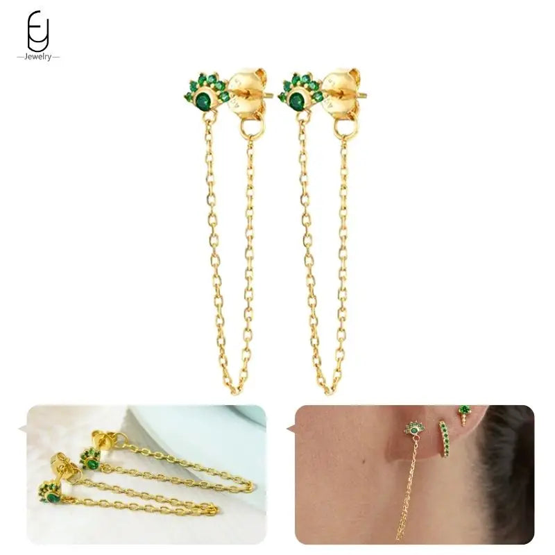 Gold Heart Zircon Earrings