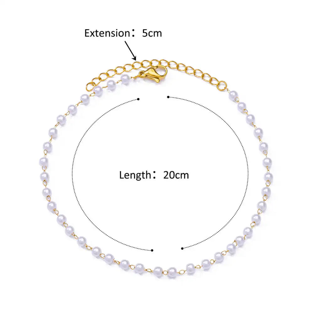 Pearl Gold Stainless Steel Anklet for Women