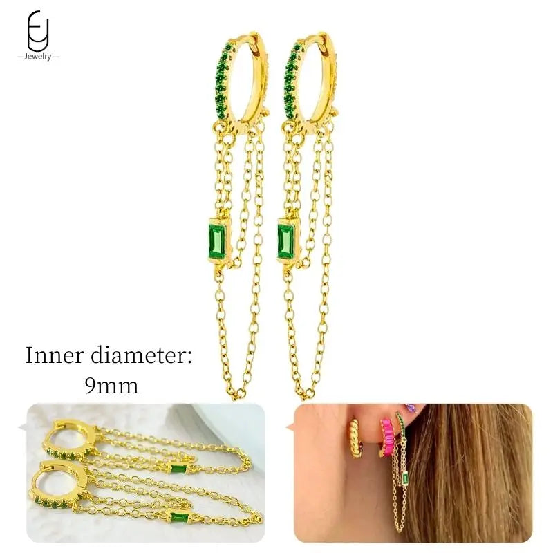 Gold Heart Zircon Earrings