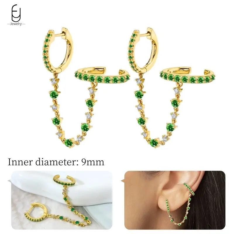 Gold Heart Zircon Earrings