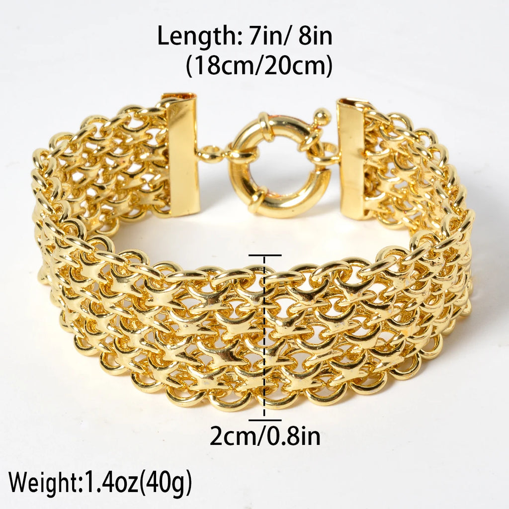 18MM Gold-Plated Copper Chain Bracelet, Unisex Miami Hip Hop Jewelry, Gift