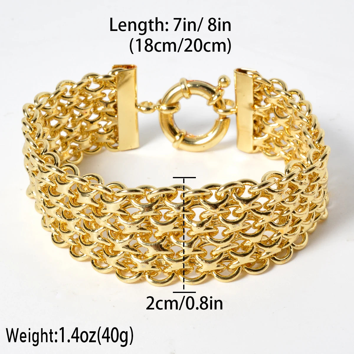 18MM Gold-Plated Copper Chain Bracelet, Unisex Miami Hip Hop Jewelry, Gift