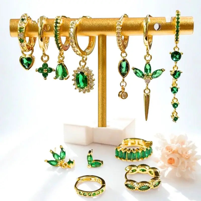 Gold Heart Zircon Earrings