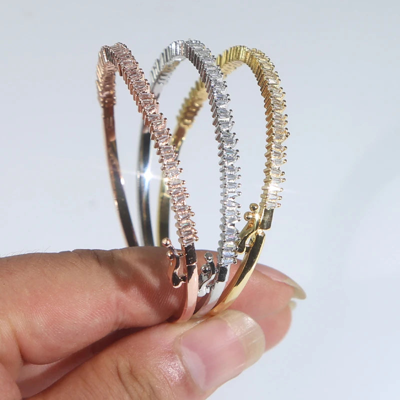 Geometric CZ Bangle Bracelet