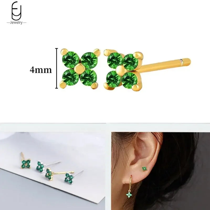 Gold Heart Zircon Earrings