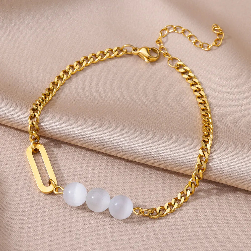 Gold Pearl Chain Anklet