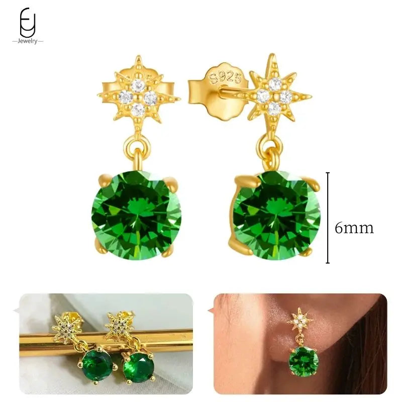 Gold Heart Zircon Earrings