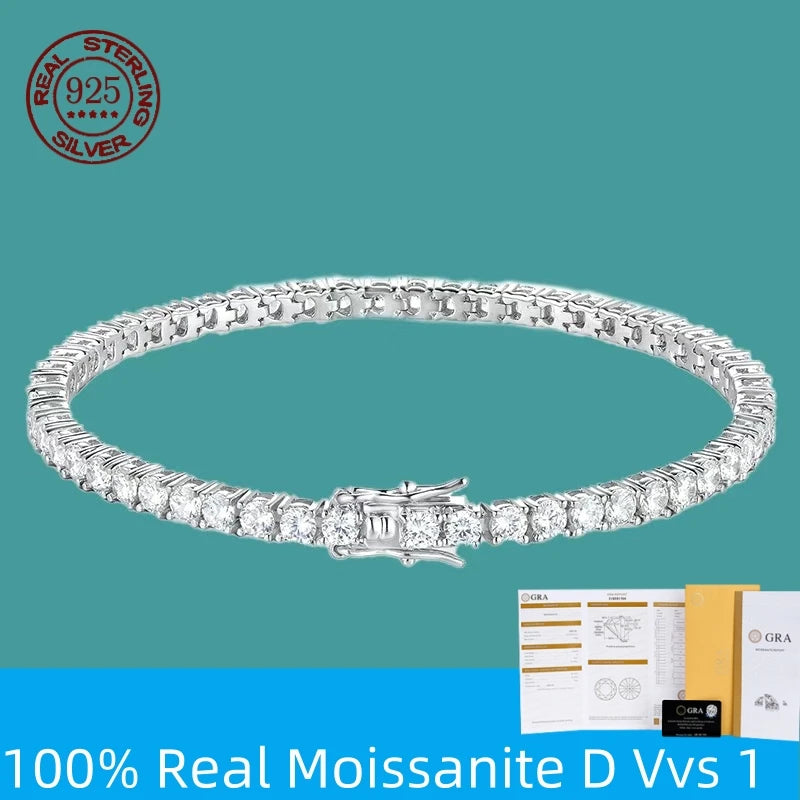 925 Silver Moissanite Tennis Bracelet