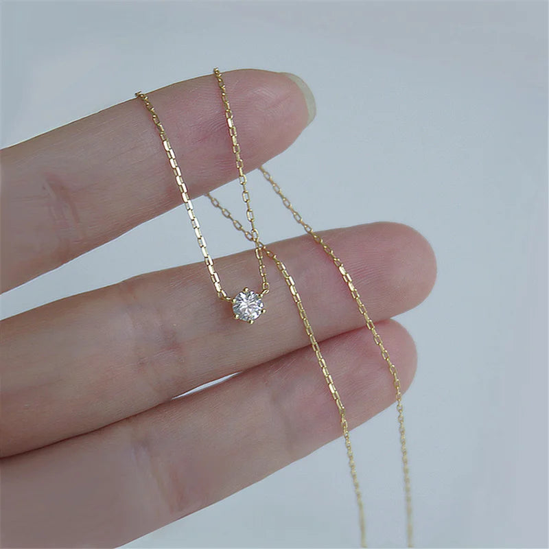 old Plated Zircon Clavicle Necklace