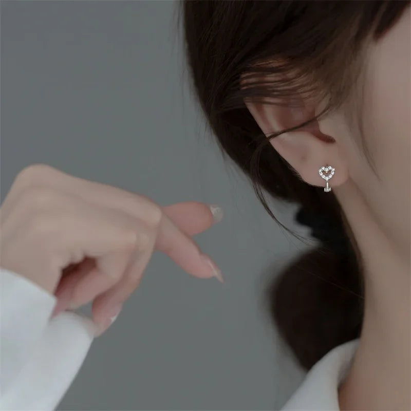 Hollow Heart Zircon Earrings