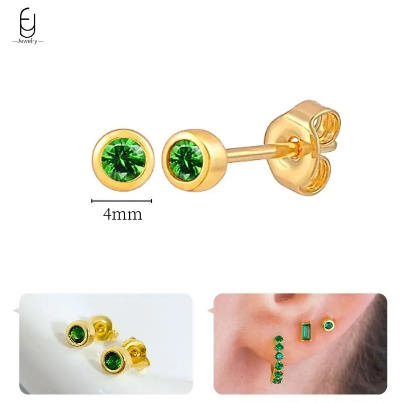 Gold Heart Zircon Earrings