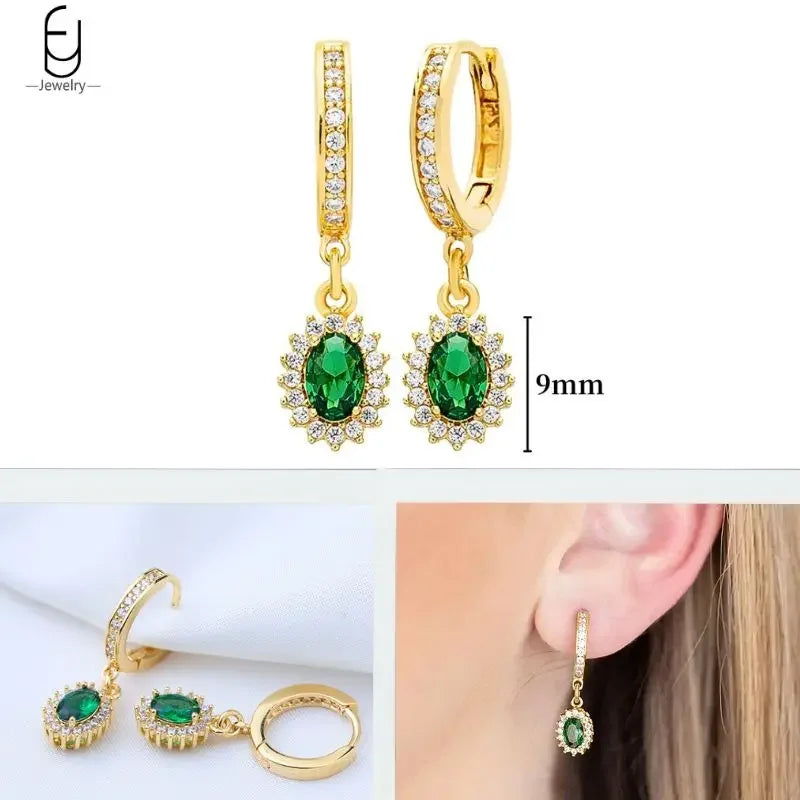 Gold Heart Zircon Earrings