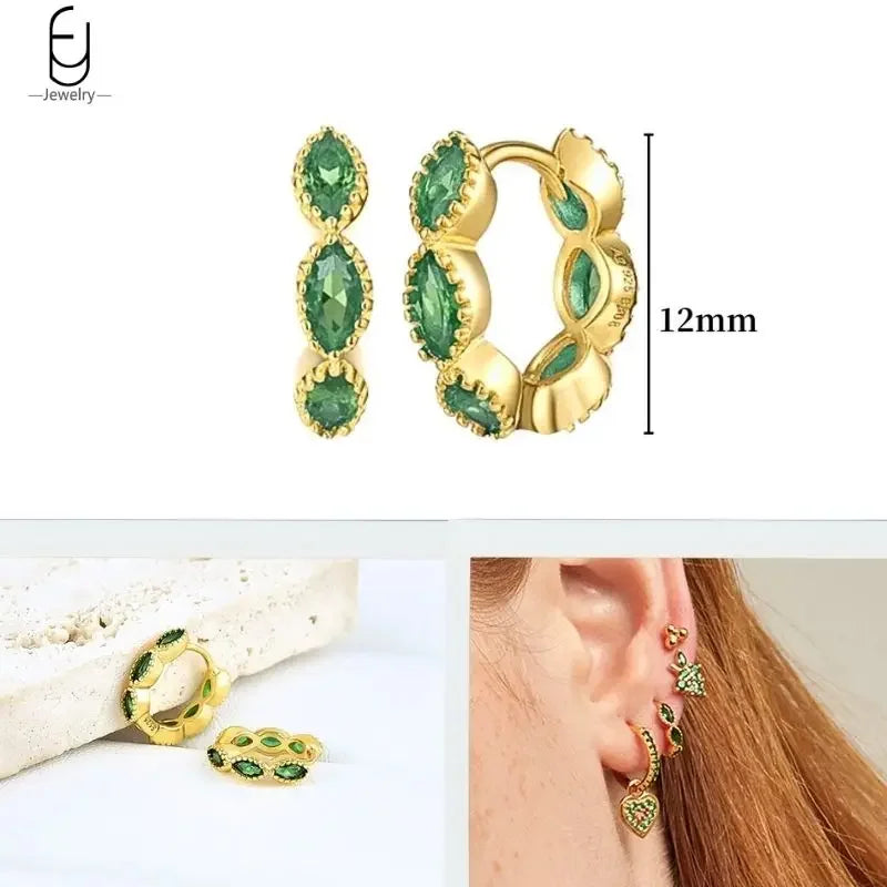 Gold Heart Zircon Earrings
