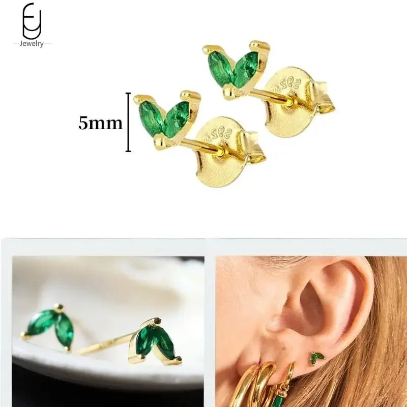 Gold Heart Zircon Earrings