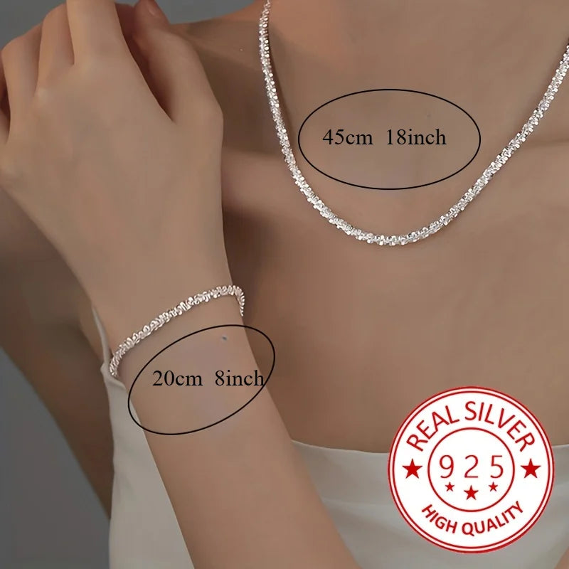925 Sterling Silver Bracelet & Necklace Set