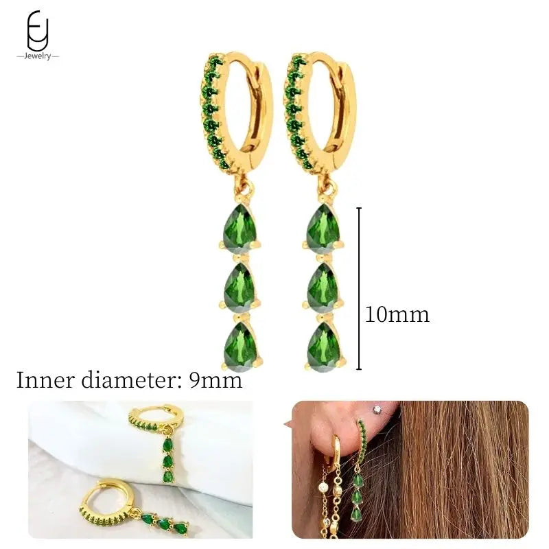 Gold Heart Zircon Earrings