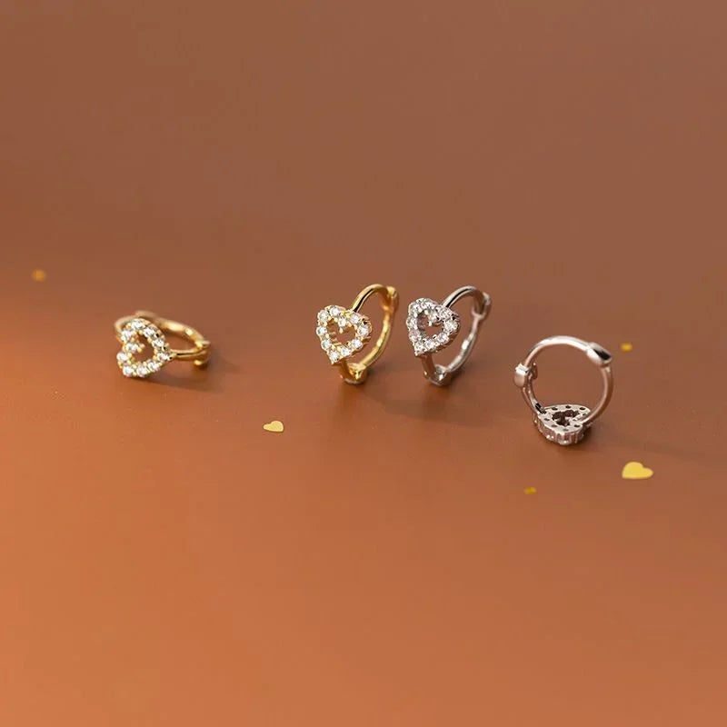 Hollow Heart Zircon Earrings