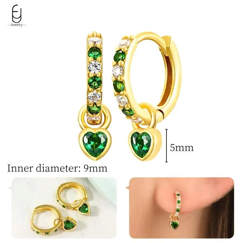 Gold Heart Zircon Earrings