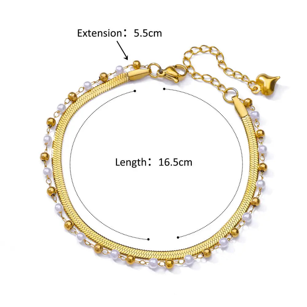 Pearl Gold Stainless Steel Anklet for Women