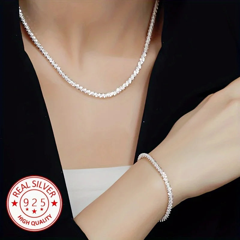 925 Sterling Silver Bracelet & Necklace Set