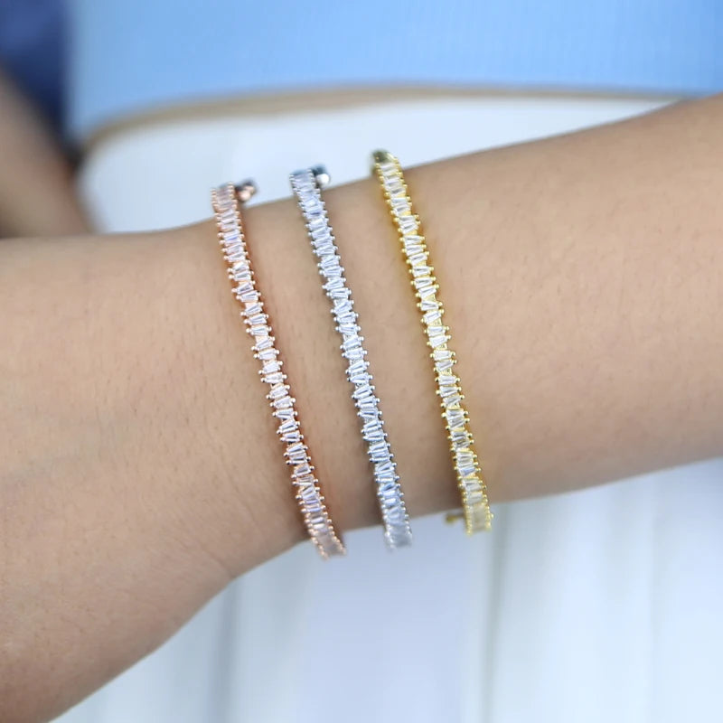 Geometric CZ Bangle Bracelet