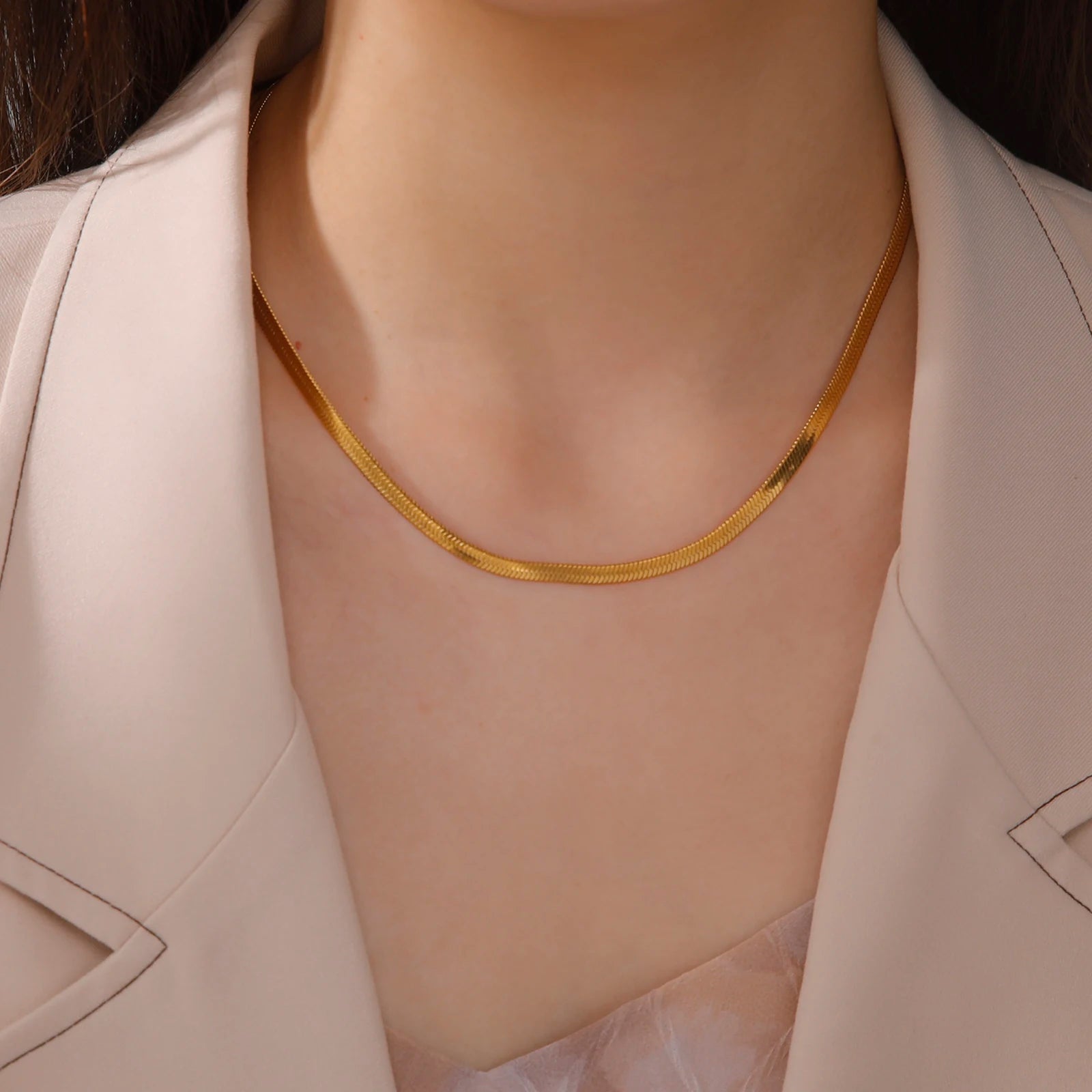 Gold Herringbone Necklace