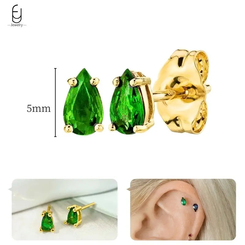 Gold Heart Zircon Earrings