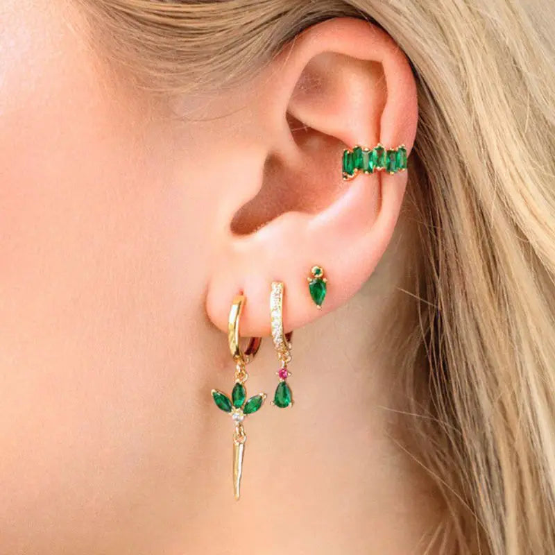 Gold Heart Zircon Earrings