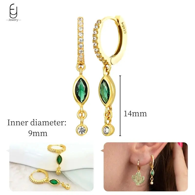 Gold Heart Zircon Earrings