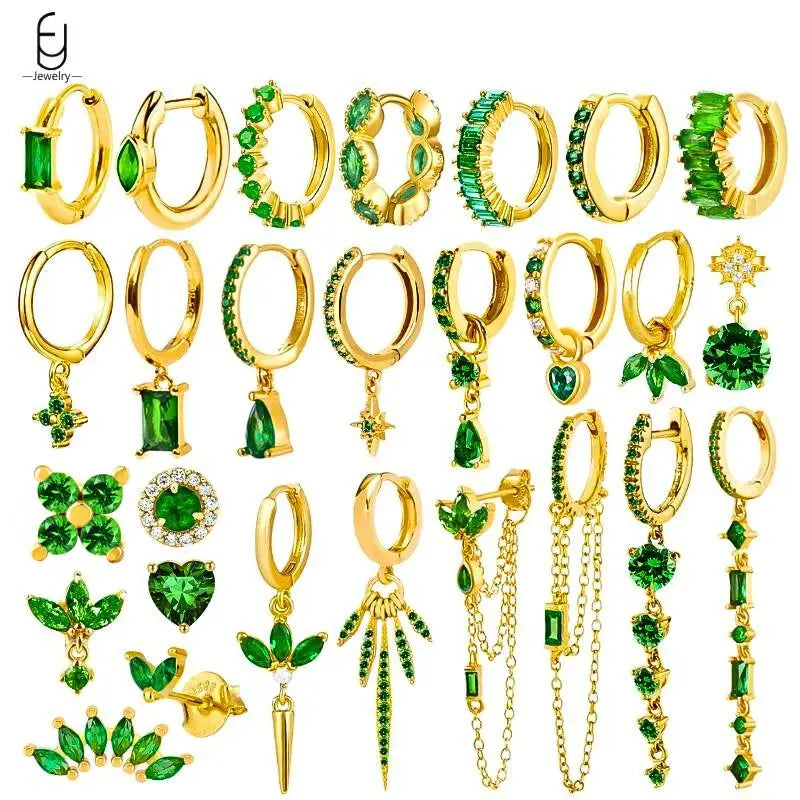 Gold Heart Zircon Earrings