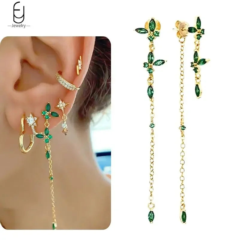 Gold Heart Zircon Earrings