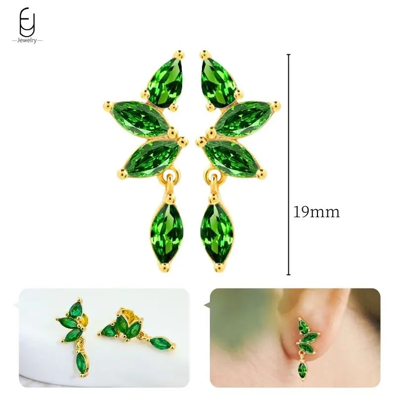 Gold Heart Zircon Earrings