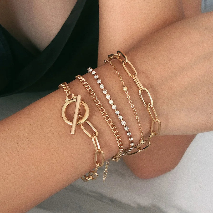 Golden Cuban Bracelet Set