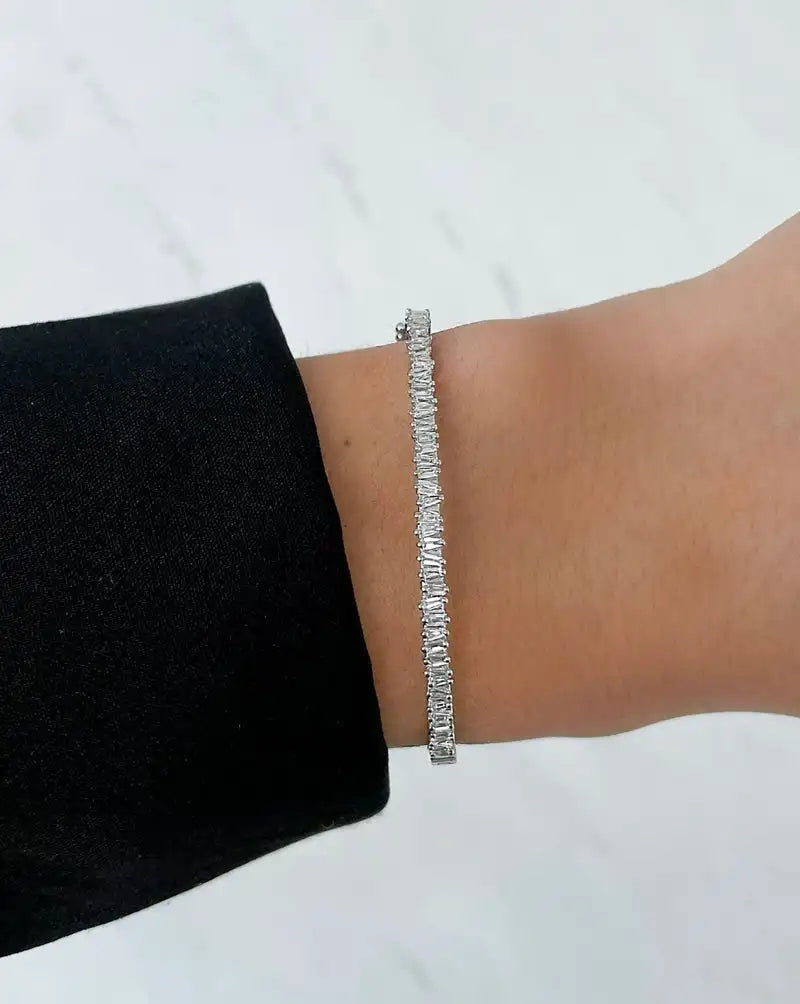 Geometric CZ Bangle Bracelet