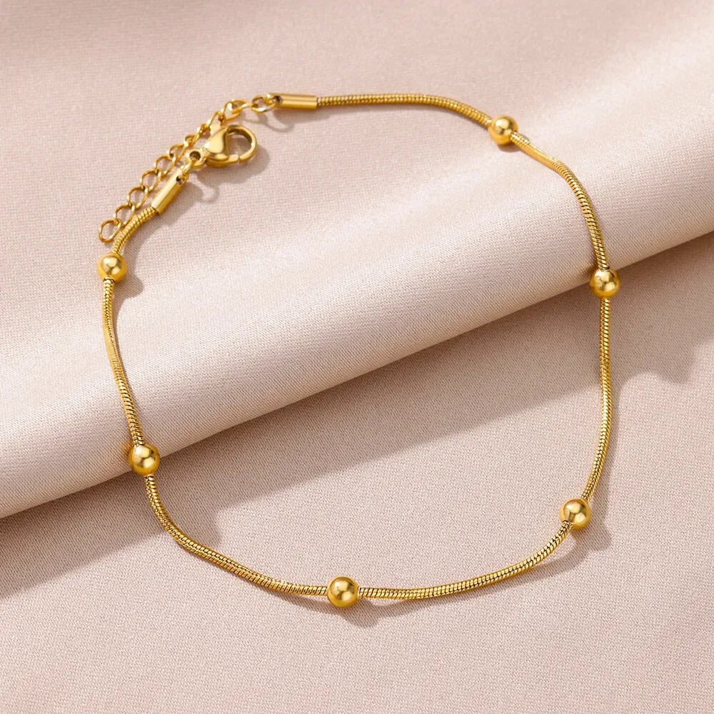 Gold Pearl Chain Anklet