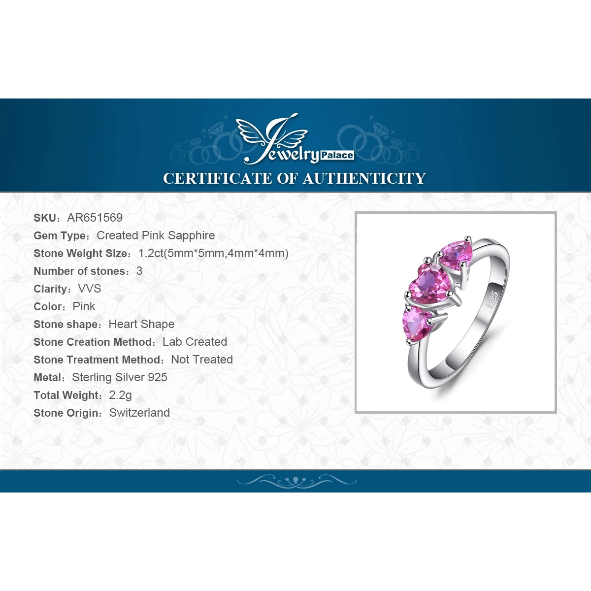 Pink Sapphire Heart Ring