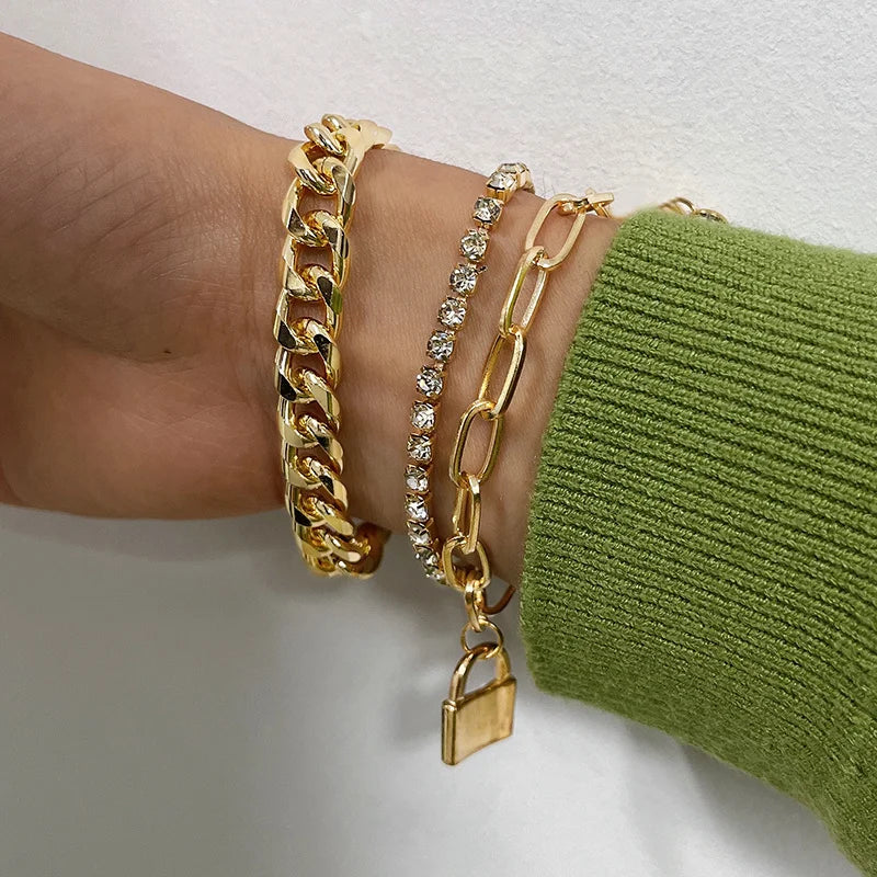 Golden Cuban Bracelet Set
