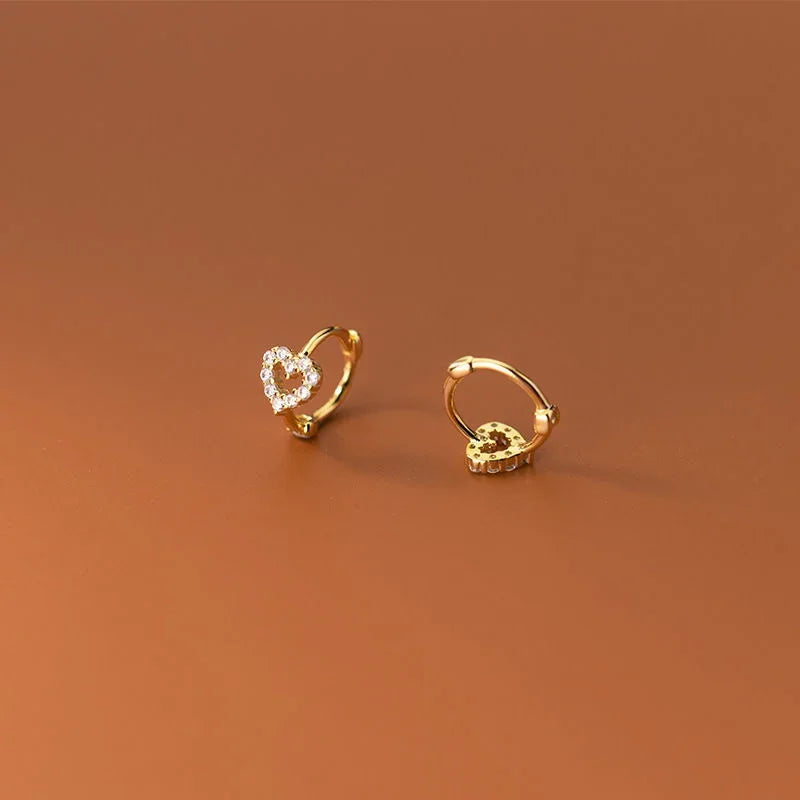 Hollow Heart Zircon Earrings