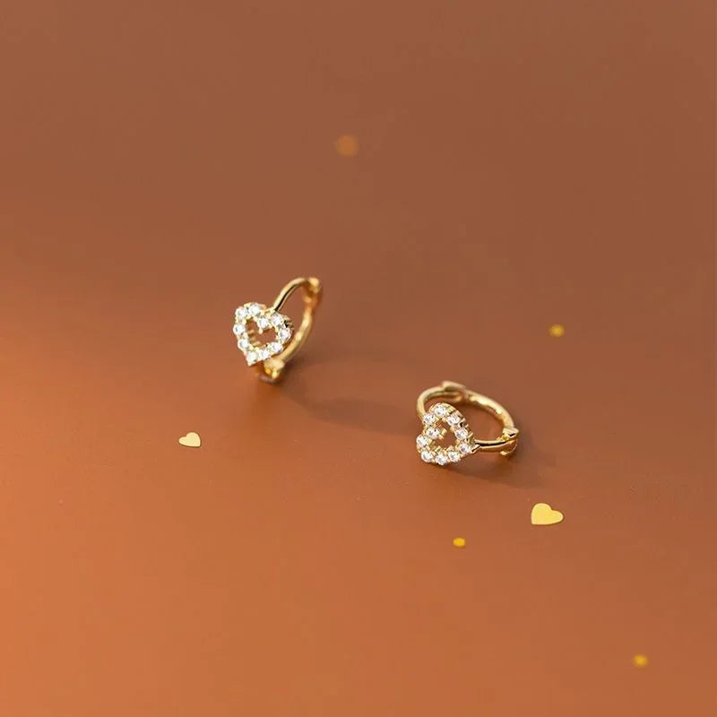 Hollow Heart Zircon Earrings