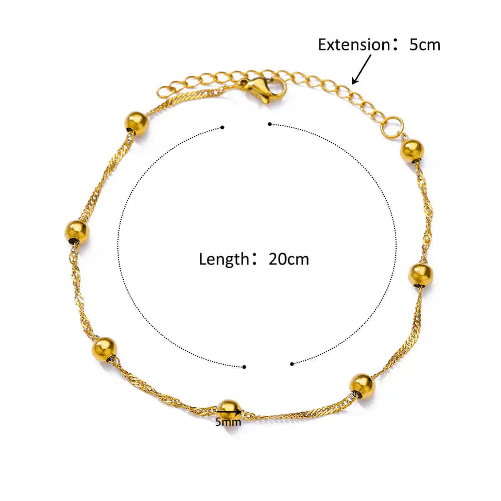 Pearl Gold Stainless Steel Anklet for Women