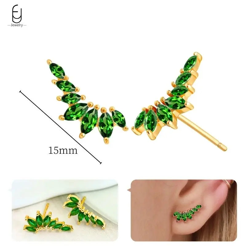 Gold Heart Zircon Earrings