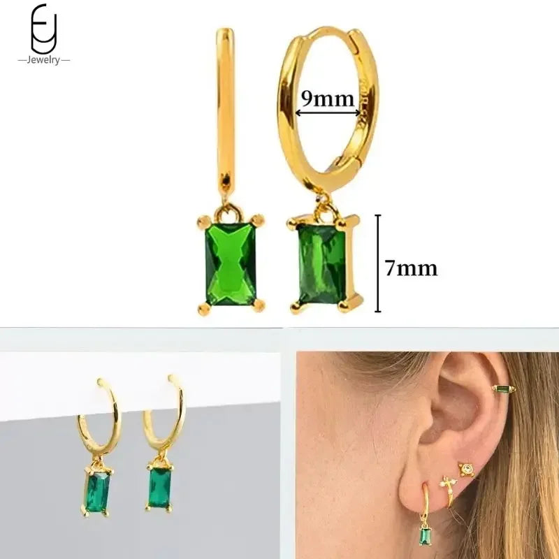 Gold Heart Zircon Earrings