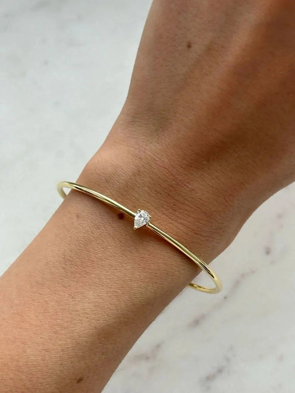 Geometric Gold & Silver Bangle, Minimalist Women’s Jewelry, Cubic Zircon Accent