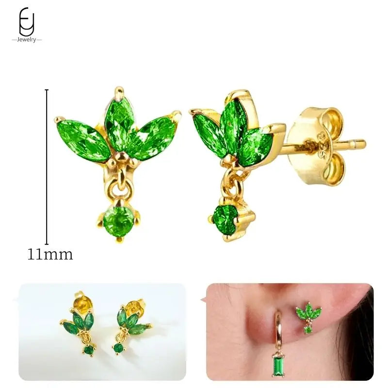 Gold Heart Zircon Earrings