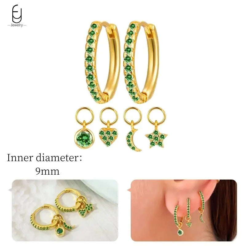 Gold Heart Zircon Earrings