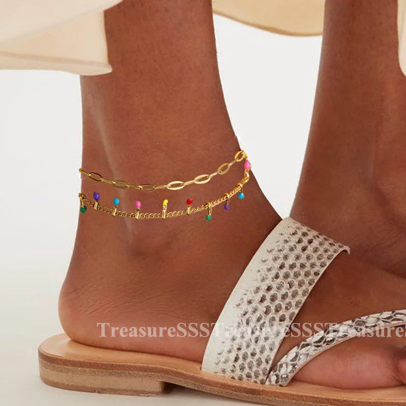 Gold Pearl Chain Anklet